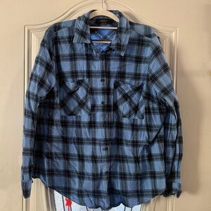 Forever 21+ Light Blue and Navy plaid flannel shirt